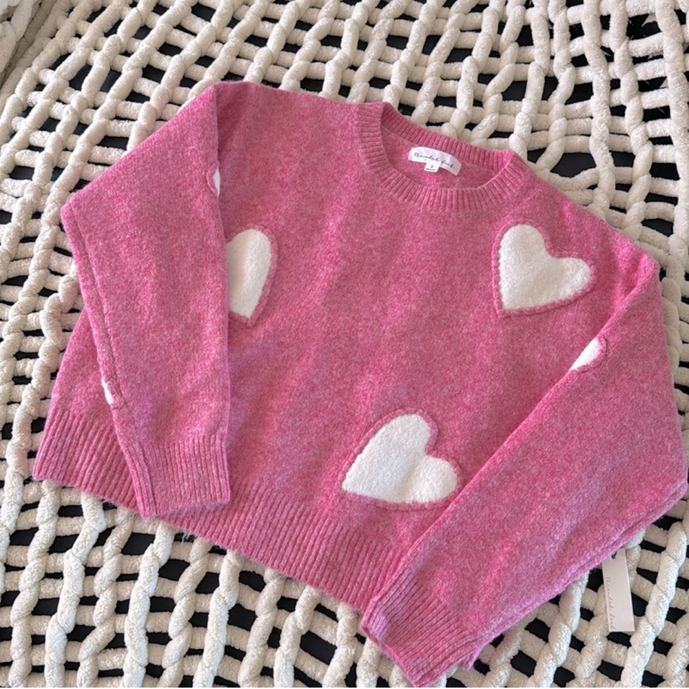 Threaded Leaf Asymmetrical Heart Patch Crewneck P… - image 4